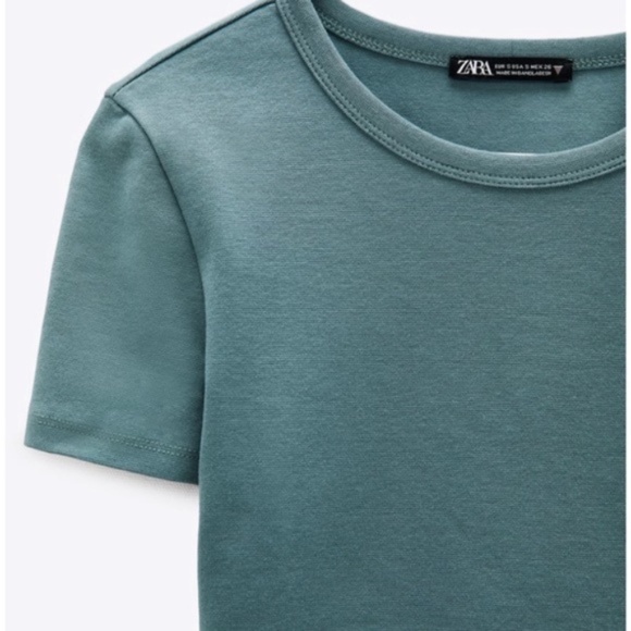 Zara Tops - NWOT Zara Sage Green Slim Fit Crop Top Large